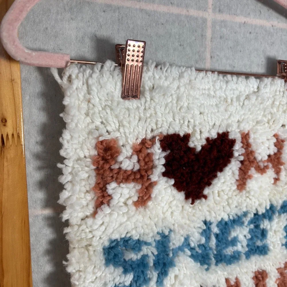 Handmade Home Sweet Home Textile‎ Wall Art Decor Latch Hook Wall Art Vintage